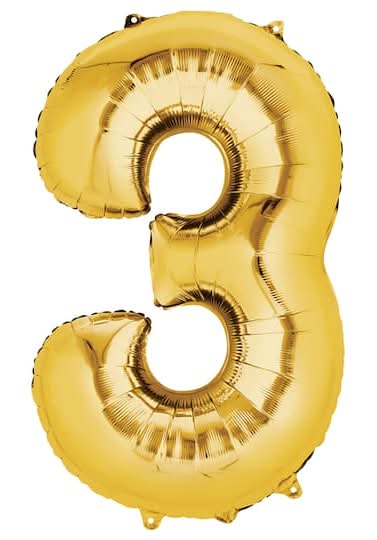 Inflated 34" Gold Mylar Number Balloon
