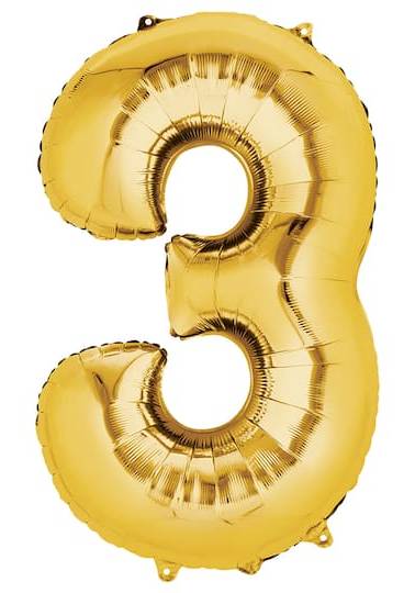 Inflated 34" Gold Mylar Number Balloon
