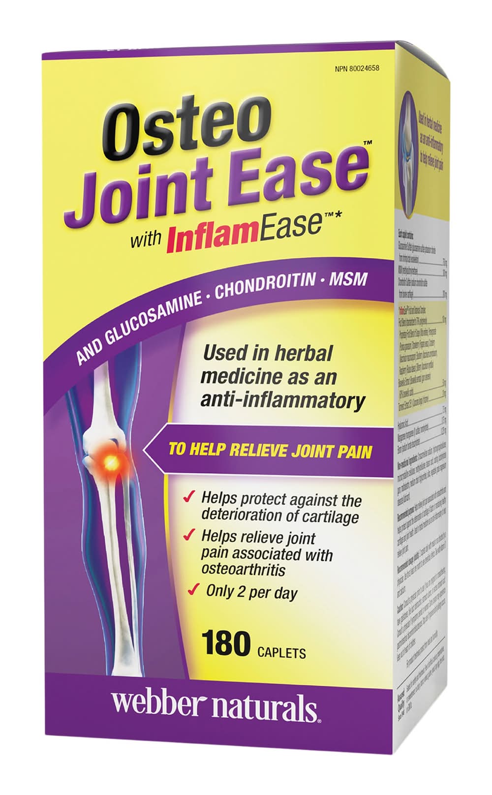 Webber Naturals - Osteo Joint Ease, 180 Comprimés / Webber Naturals Osteo Joint Ease, 180 Caplets