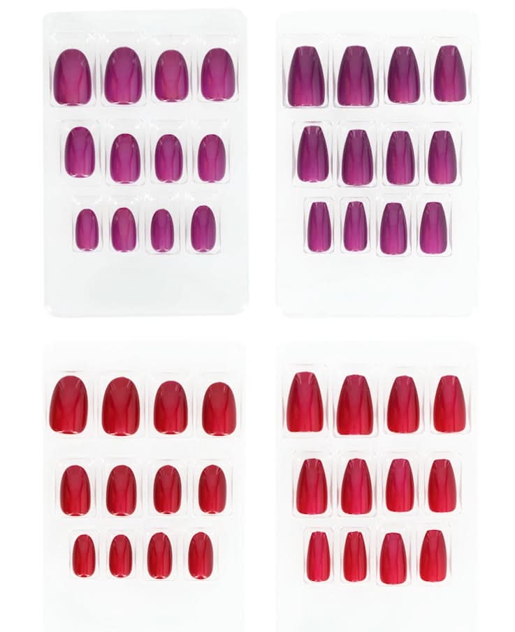 B Color Magnetic Powder Finish Velvet False Nails, Assorted (12 ct)