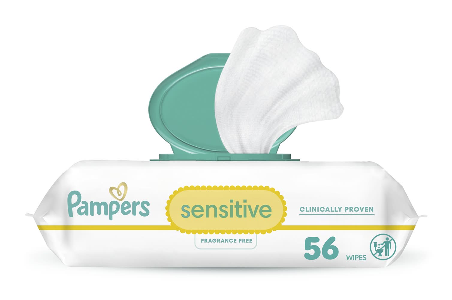 Pampers Sensitive Fragrance Free Baby Wipes, 7x6.7 in (56 ct)