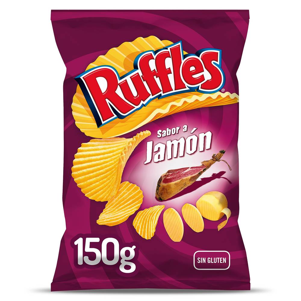 Patatas Fritas Onduladas Sabor A Jamón Ruffles Bolsa 150 G