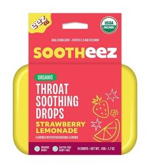 Eez Co. Sootheez Organic Throat Soothing Drops, Strawberry-Lemonade (1.7 oz, 14 ct)