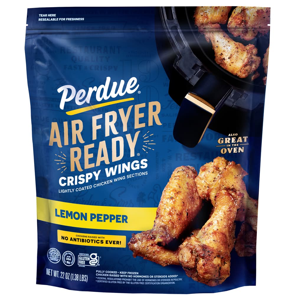 Perdue Air Fryer Ready Crispy Chicken Wings, Lemon-Pepper (22 oz)