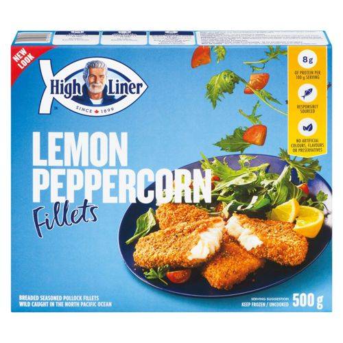 High liner citron poivre - frozen breaded seasoned lemon peppercorn pollock fillets (500 g)