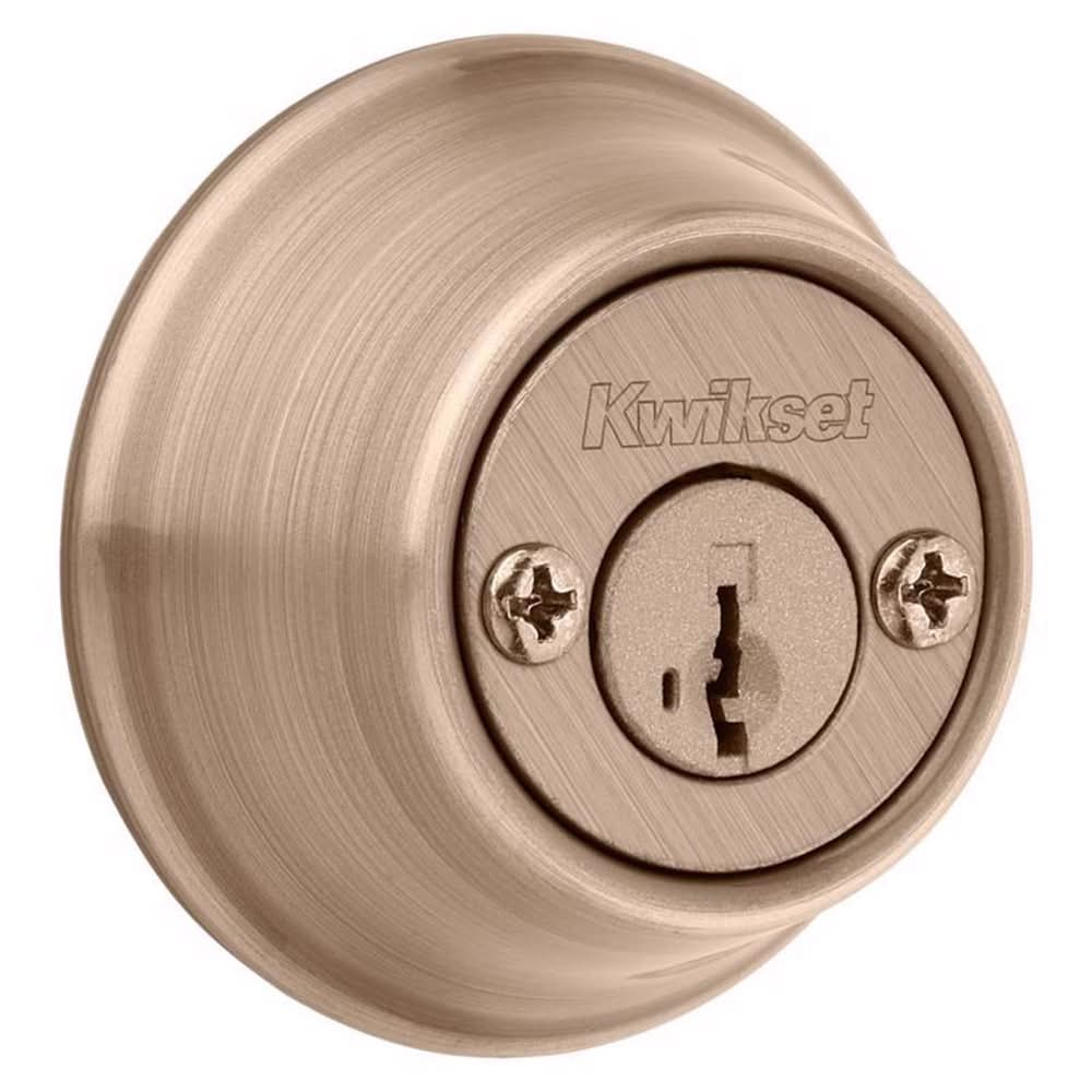 Kwikset Smartkey Security Antique Brass Metal Single Cylinder Deadbolt