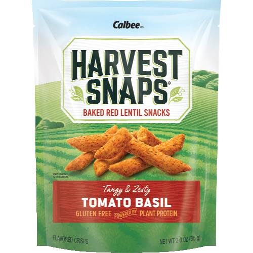 Calbee Harvest Snaps Red Lentil Snack Crisps Tomato Basil