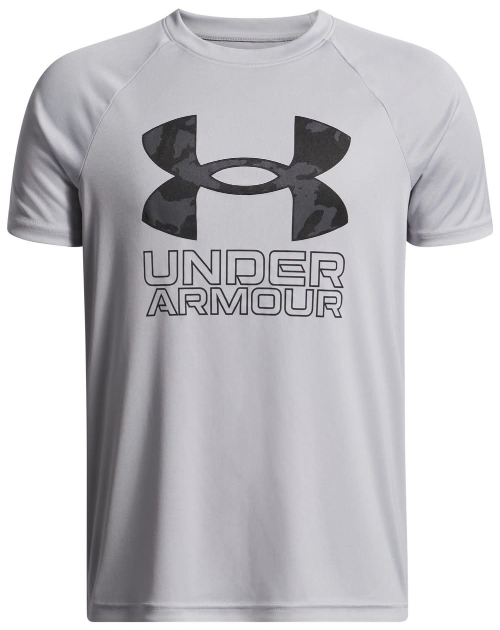 Under Armour Boys' Tech Hybrid Print T-Shirt (Mod Gray, L)