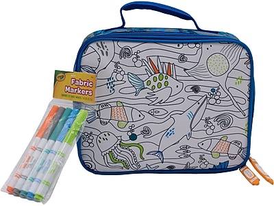 Crayola Color-Your-Own Lunch Bag With Marker Set, Blue/White