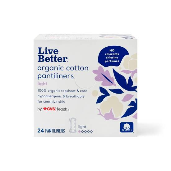 CVS Live Better Organic Cotton Pantiliners, Light, 24 CT