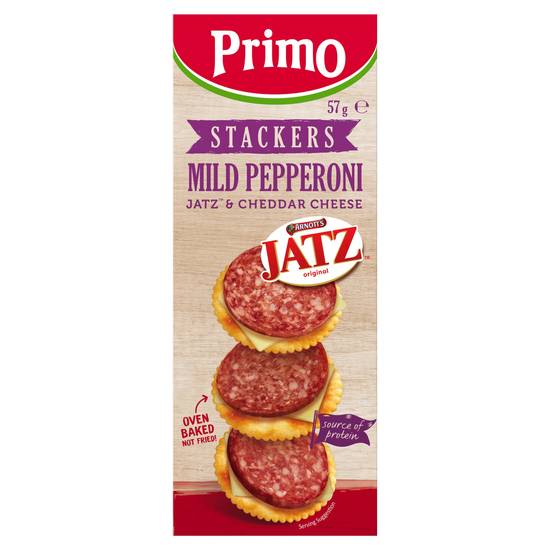 Arnott's Primo Stackers Mild Pepperoni With Jatz Crackers 57g