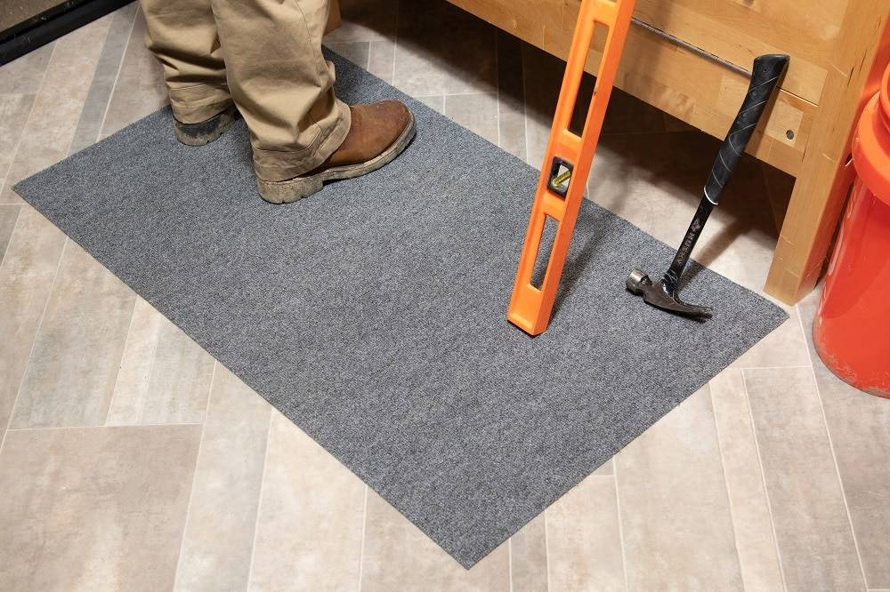 Blue Hawk 27-in W Cut-to-Length Gray Tufted Polypropylene Utility Runner (By-the-Foot) | 2775PG