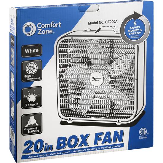 Comfort Zone 20" White Box Fan