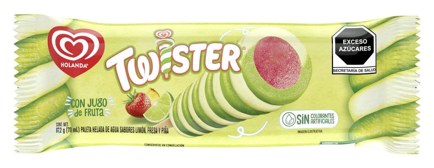 Holanda · Paleta helada twister, fresa- limón - piña (70 ml)