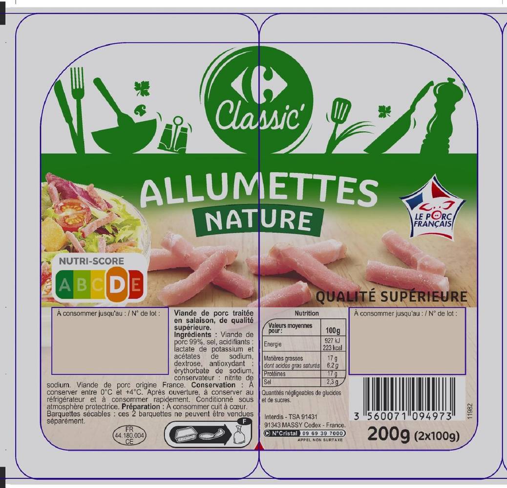 Carrefour Classic' - Allumettes nature