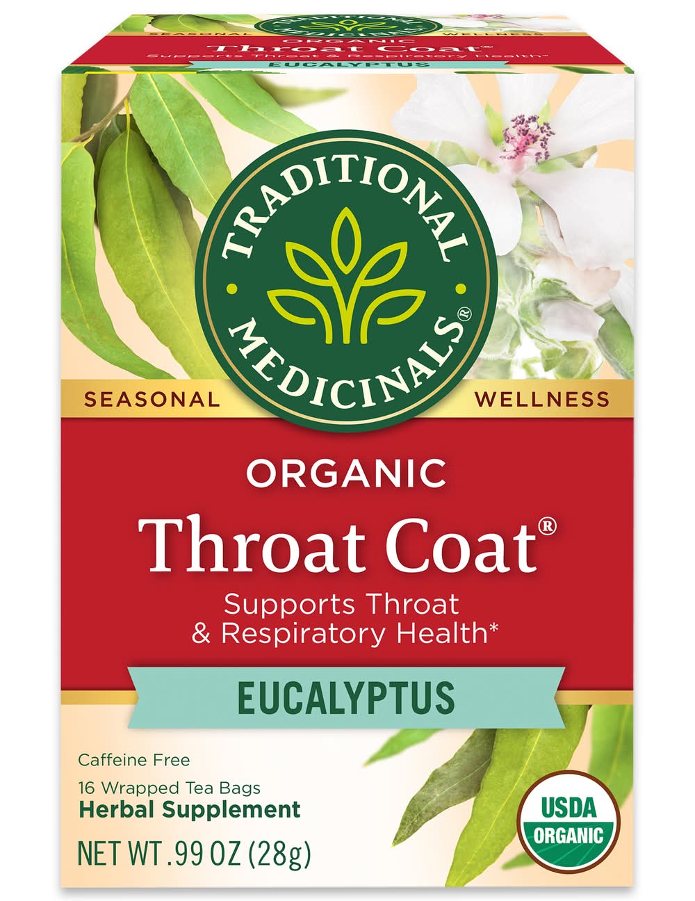 Traditional Medicinals Organic Throat Coat Eucalyptus Tea (0.99 oz, 16 ct)