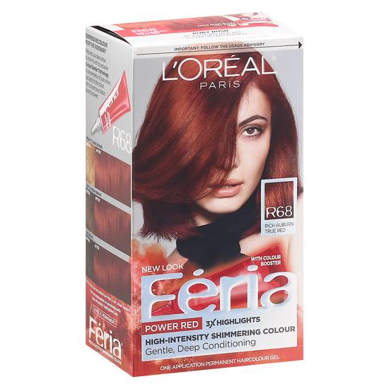 L'oreal Feria Rich Auburn True Red R68 Permanent Hair Colour Gel