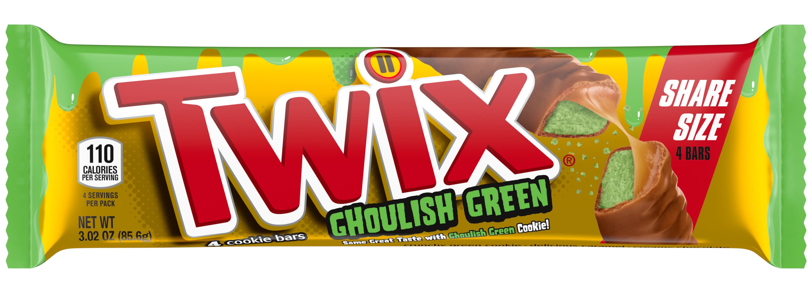 Twix Ghoulish Green Halloween Candy Bars, Caramel (3.02 oz)