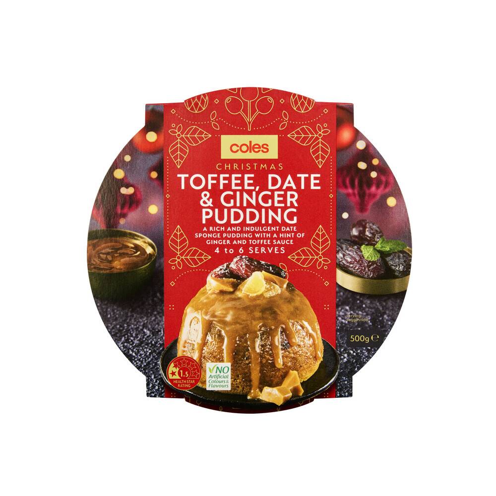 Coles Christmas Toffee Date & Ginger Pudding