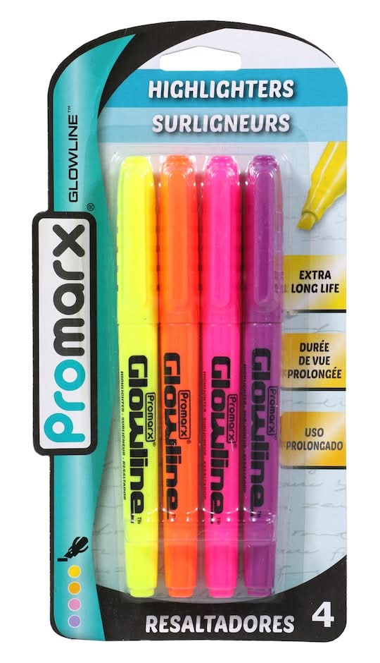 Promarx Glowline Highlighters pack, Assorted (4 ct)