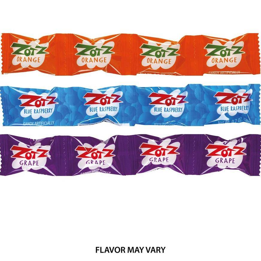 Zotz Fizzy Candy Assorted Flavor Raspberry Orange Grape (5oz bag)