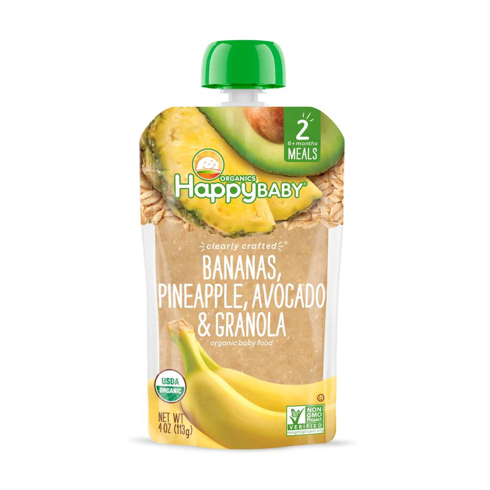 Happy Baby Organic Bananas Pineapple Avocado & Granola Stage 2 (4 oz)