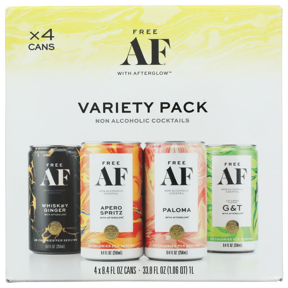 Free AF Non-Alcoholic Cocktails Variety pack, Assorted (4 x 8.4 fl oz)