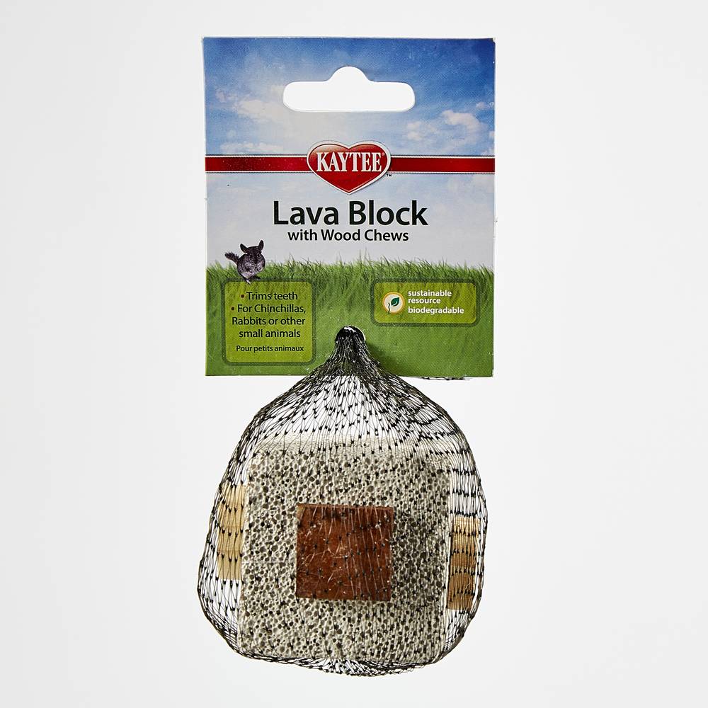 Kaytee Lava Block With Wood Chews Toy, 2.5''*2.5''*5''