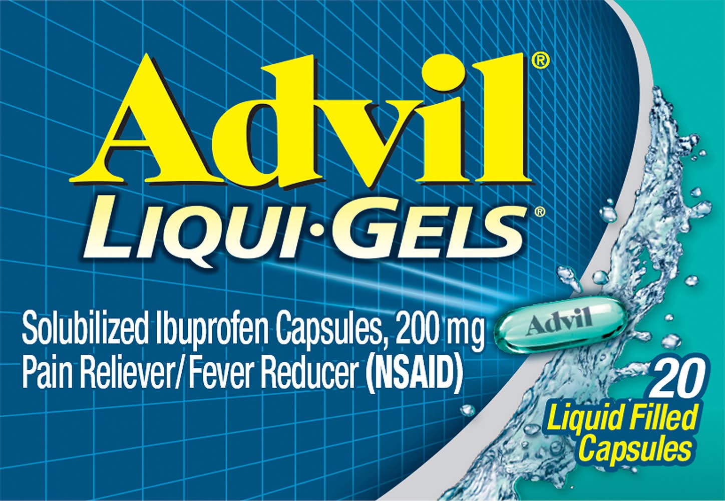 Advil Liqui-Gels Solubilized Ibuprofen Capsules 200mg (20 ct)