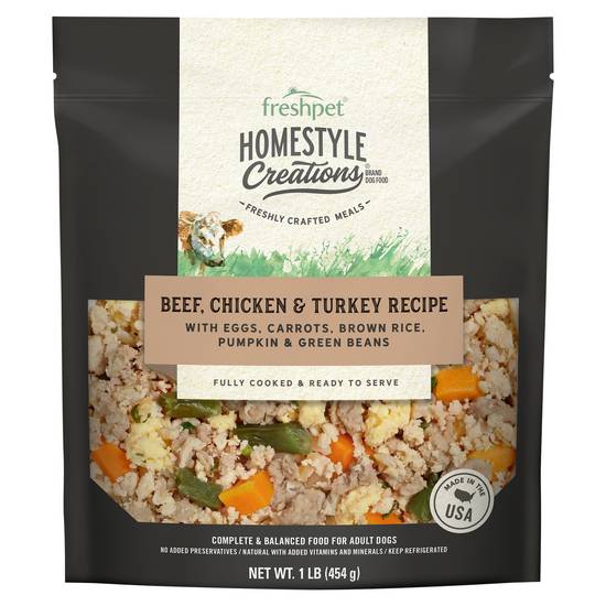 Freshpet Homestyle Creations Adult Dogs Beef Chicken & Turkey Recipe Dog Food