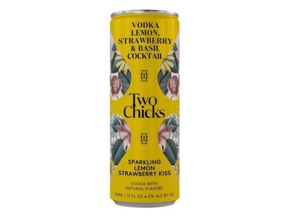 Two Chicks Sparkling Lemon Strawberry & Basil Kiss Vodka Cocktail (12 fl oz)