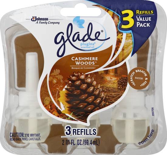 Glade Plugins Cashmere Woods Scented Oil Refills (3 ct)