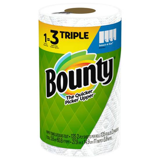 Bounty Select-A-Size Paper Towels 1 Triple Roll White