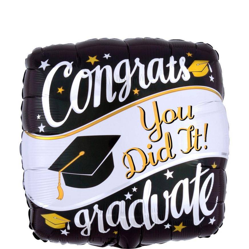 Uninflated Congrats Graduate Square Foil Balloon, 17in