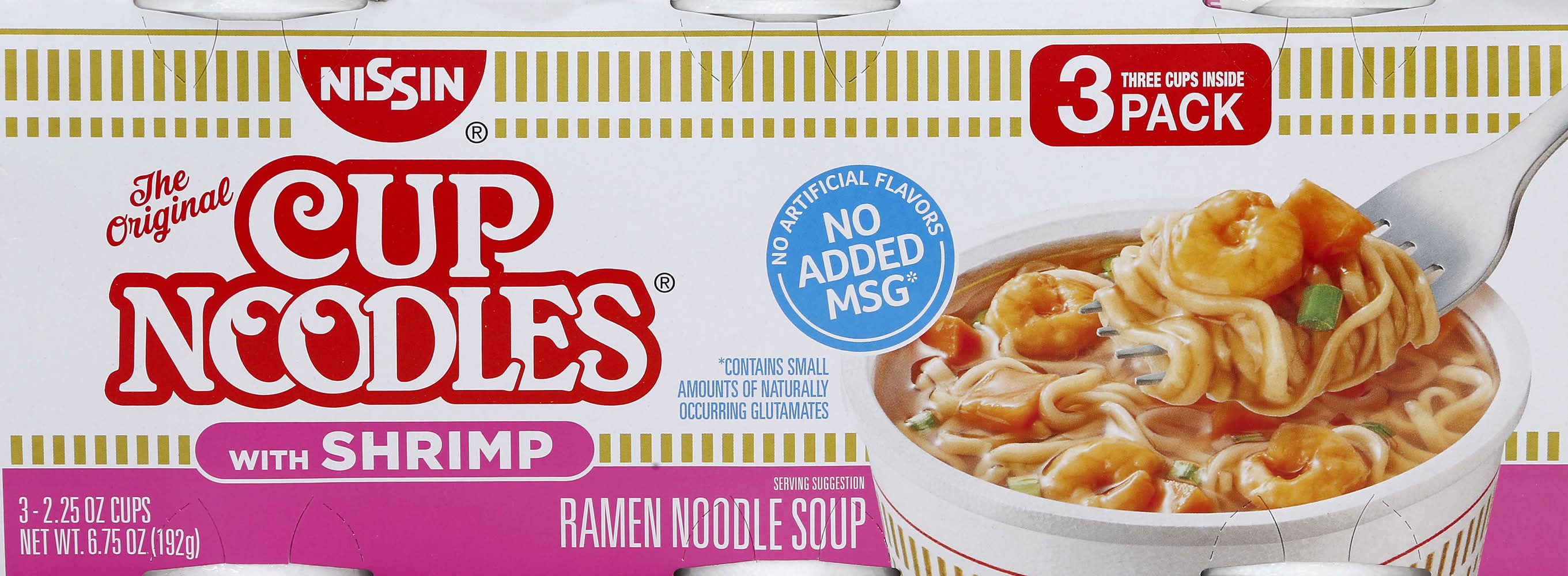 Nissin Cup Noodles Ramen Soup With Shrimp (3 x 2.25 oz)