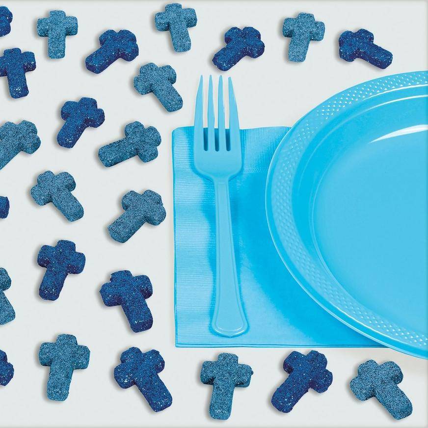 Glitter Blue Cross Table Scatter 24ct