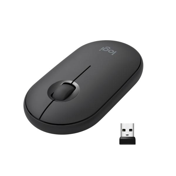 Logitech Pebble M350 Wireless Mouse With Bluetooth or 2.4 Ghz Receiver Silent Slim Computer Mouse With Quiet Click Graphite