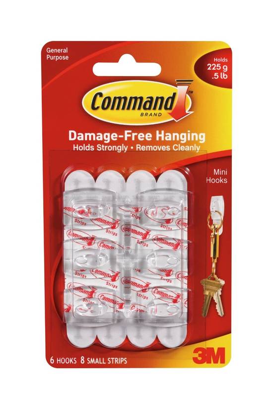 3M Command Small Hooks & Strips (6 ct)