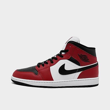 Jordan Retro 1 Mid Casual Shoes, Men, 9.5, Black/Gym Red/White