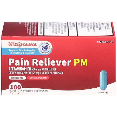 Walgreens Pain Reliever Pm Caplets (100 ct)