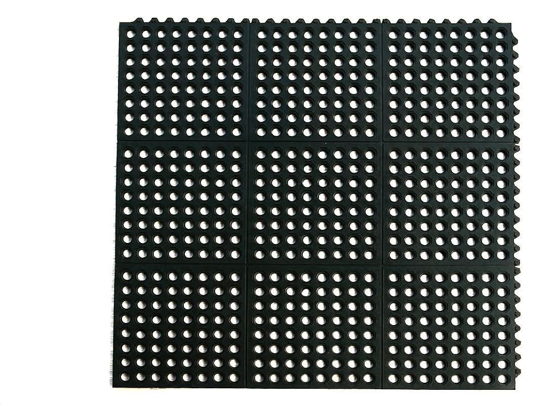 Project Source 36-in x 36-in Interlocking Black Rubber Non-Slip Grip Indoor or outdoor Utility Mat