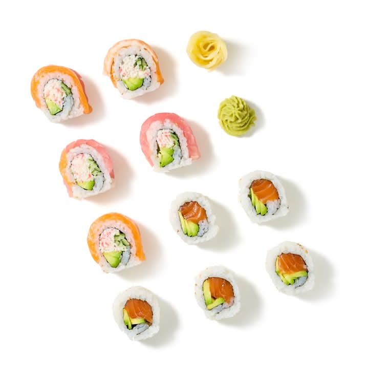 Duo Combo Rainbow Roll and Salmon Avocado Sushi Roll