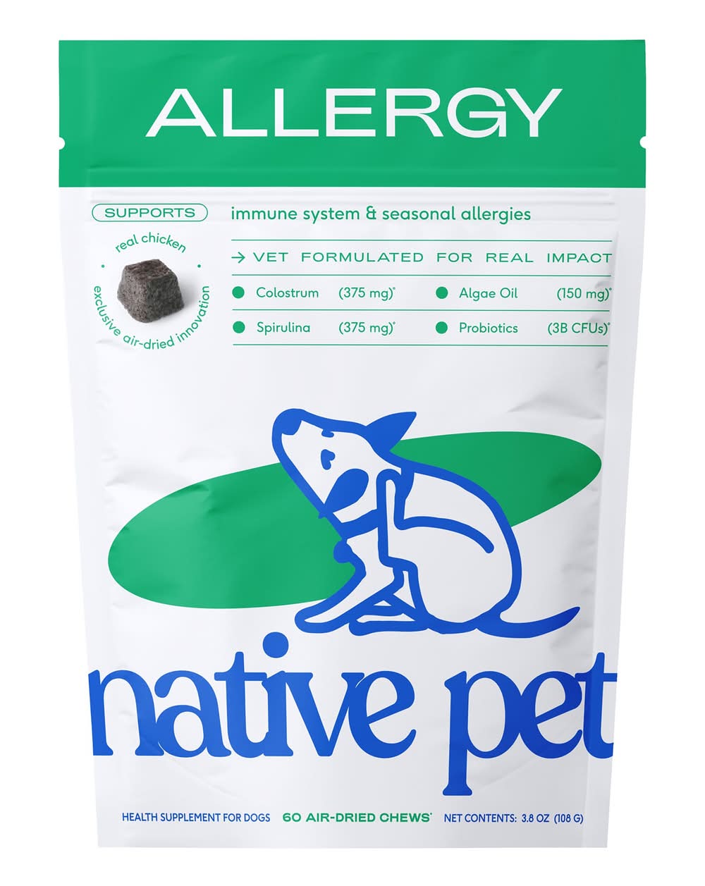 Native Pet Allergy & Immune Chews Allergy & Itch Relief Supplement for Dogs (Size: 60 Count)