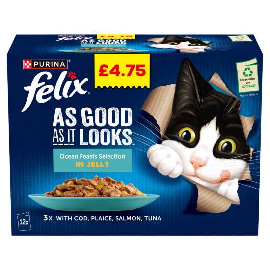 Felix As Good As It Looks Ocean Feasts Selection in Jelly Wet Cat Food (12 x 85g)