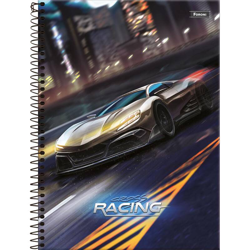 Foroni caderno universitário capa dura cross racing (10 matérias)