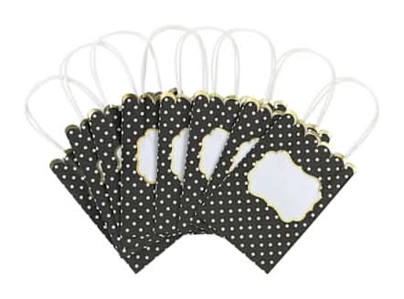 Kraft Gift Bag 10-Count Black Polka Dot