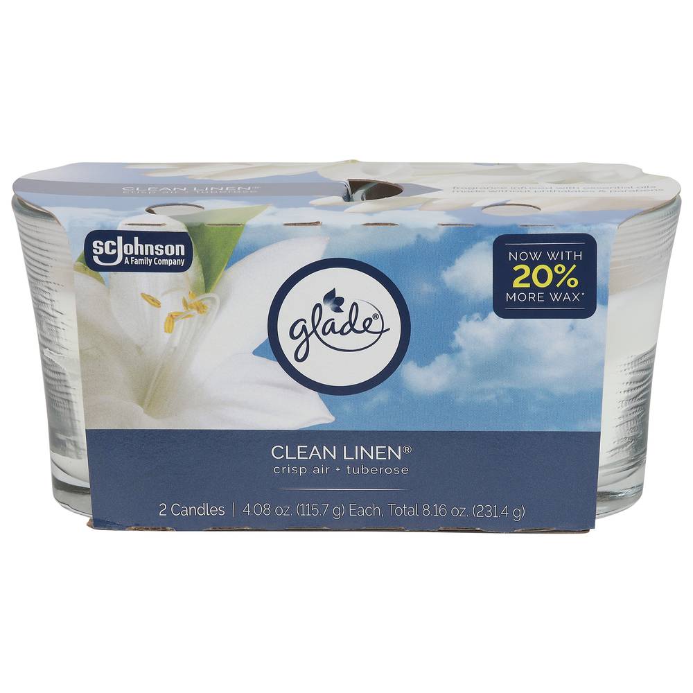 Glade Clean Linen Candles (8.16 oz, 2 ct)