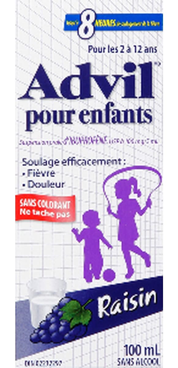 Advil Children's Ibuprofen Oral Suspension Liquid, Grape (100 ml)