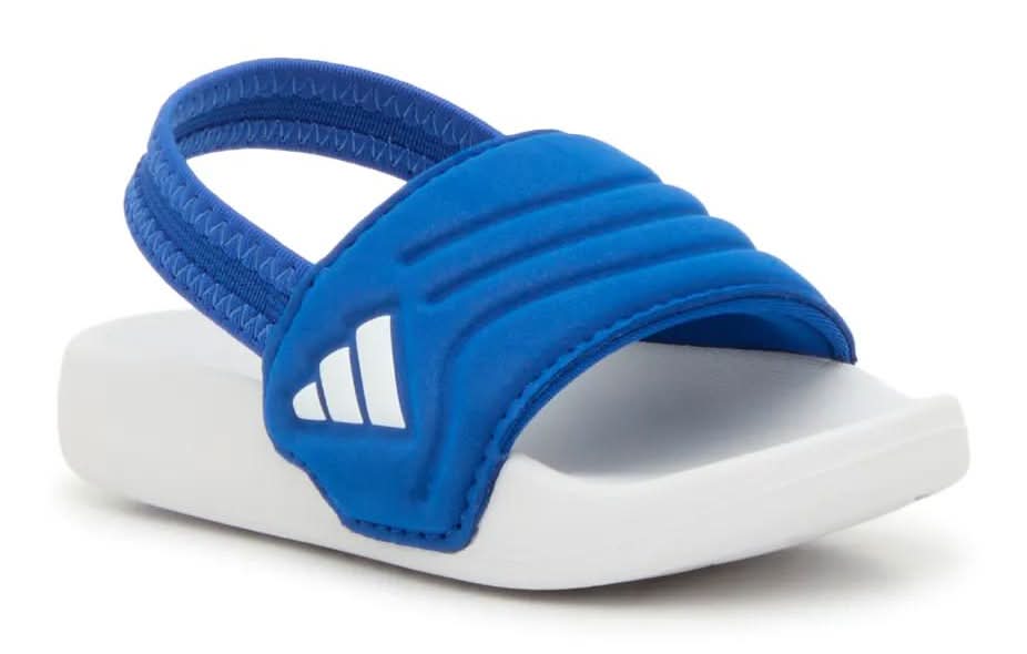 Adidas Adilette Estrap 2.0 Slide Sandal - Kids' (White/Blue Medium - 8 Toddler)