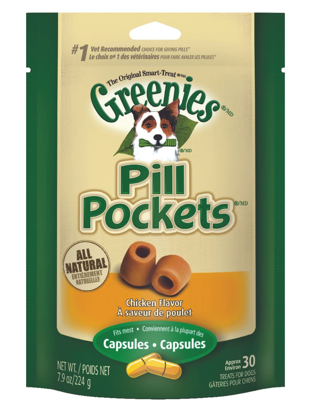 Greenies Pill Pockets Chicken Treats For Dog 7.9 Oz 30 Pk